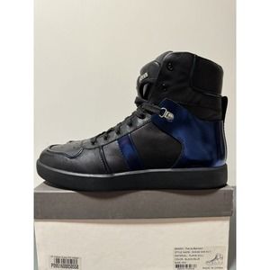 Pierre Balmain Black/Blue Leather High Top Sneakers Size US12 UK11.5 EU45